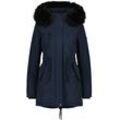 Winterjacke ALIFE & KICKIN "Damen KierseyAK A" Gr. L, blau (marine), Damen, 100% Polyester, Jacken, Kurzer Mantel mit weichem Teddy-Innenfutter und abnehmbarer Kapuze