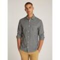 Karohemd TOMMY JEANS "TJM POPLIN CHECK SHIRT", Herren, Gr. M, N-Gr, schwarz, Popeline, Obermaterial: 100% Baumwolle, kariert, casual, normal hüftbedeckend, Langarm 1-Knopf-Manschette, Hemden, mit Karomuster