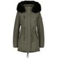 Winterjacke ALIFE & KICKIN "Damen KierseyAK A" Gr. L, grün (olive drab), Damen, 100% Polyester, Jacken, Kurzer Mantel mit weichem Teddy-Innenfutter und abnehmbarer Kapuze