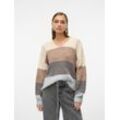 V-Ausschnitt-Pullover VERO MODA "VMDESMA LS V-NECK PULLOVER GA BOO" Gr. L (40), beige (birch detail:with silber mink, mgm, lgm) Damen Pullover