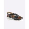 Sandalette LORETTA, Damen, Gr. 37, schwarz (schwarz, bedruckt), Glattleder, sportlich, Schuhe Sandalette