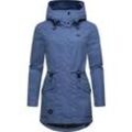 Parka RAGWEAR "Alysa", Damen, Gr. 4XL (48), blau (indigo), Obermaterial: 100% Polyester, Innenfutter: 100% Polyester, modisch, tailliert Po-bedeckend, hoch geschlossener Ausschnitt, Jacken, stylische Damen Übergangsjacke mit Taillenzugband