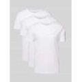 T-Shirt aus Viskose mit Label-Print im 3er-Pack