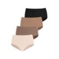 Taillenslip LASCANA Gr. 44/46, bunt (champagner, nougat, beige, schwarz), Damen, Obermaterial: 95% Baumwolle, 5% Elasthan, Unterhosen, aus elastischer Baumwolle