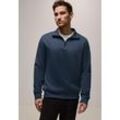 Sweatshirt STREET ONE MEN, Herren, Gr. XL (44), blau (infinite blau), Web, Sweatware, 82% Baumwolle, 14% Polyester, 4% Elasthan, unifarben, casual, normal, ohne Ausschnitt, Langarm Bündchen, Sweatshirts, im soften Baumwoll-Mix