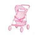 Chipolino Puppenwagen Alice Aufbewahrungskorb klappbar, Sonnendach verstellbar rosa sterne