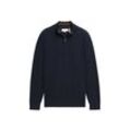 TOM TAILOR Herren Troyer Strickpullover, blau, Meliert, Gr. XXL