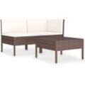 Vidaxl - 3-tlg. Garten-Lounge-Set mit Auflagen Poly Rattan Braun