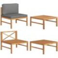 2-tlg. Garten-Lounge-Set mit Dunkelgrauen Kissen Teakholz Vidaxl