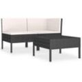 Vidaxl - 3-tlg. Garten-Lounge-Set mit Auflagen Poly Rattan Schwarz