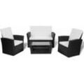 Vidaxl - 4-tlg. Garten-Lounge-Set mit Kissen Poly Rattan Schwarz