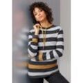 Sweatshirt CREATION L PREMIUM Gr. 50, bunt (schwarz-ocker-gestreift) Damen Sweatshirts