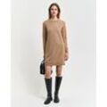 Strickkleid GANT "SUPERFINE LAMBSWOOL DRESS" Gr. L, N-Gr, beige (caramel beige), Damen, Obermaterial: 100% Wolle, Kleider mit Seitenschlitzen