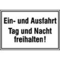 SafetyMarking® Hinweisschild "Ein- und Ausfahrt Tag und Nacht freihalten" rechteck 25,0 x 15,0 cm