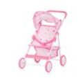 Chipolino Puppenwagen Alice Aufbewahrungskorb klappbar, Sonnendach verstellbar rosa sterne