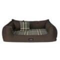 Tierlando ® Orthopädisches Hundebett SCOTCH VISCO 2-in-1-Bezug Webstoff Mélange kariert braun 90 cm, 22 cm, 75 cm