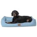 Tierlando ® WILLIAM Couture - Orthopädisches Hundebett | Bequemes Hundesofa blau 1,1 m, 22 cm, 85 cm