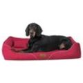 Tierlando ® WILLIAM Couture - Orthopädisches Hundebett | Bequemes Hundesofa dunkelrot 90 cm, 22 cm, 75 cm