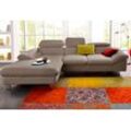 Ecksofa COTTA "Driver L-Form" Sofas Gr. B/H/T: 268cm x 73cm x 169cm, Luxus-Kunstleder, Recamiere links, mit Kopfteilverstellung-mit Bettfunktion und Bettkasten, grau (stein) mit Kopfteilverstellung, wahlweise Bettfunktion und Bettkasten