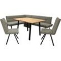 Eckbankgruppe HOME AFFAIRE "Sava", braun (hellbraun, hellbraun neve 16, schwarz), B:211cm H:84cm T:170cm, 100% PES, Sitzmöbel-Sets, Eckbank mit Wellenfederung im Sitz, Tisch Massiv Eiche