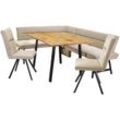 Eckbankgruppe HOME AFFAIRE "Sava", braun (latte, latte aulla 08, schwarz), B:211cm H:84cm T:170cm, 100% rPES, Sitzmöbel-Sets, Eckbank mit Wellenfederung im Sitz, Tisch Massiv Eiche