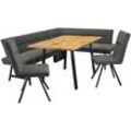 Eckbankgruppe HOME AFFAIRE "Sava", grau (dunkelgrau, dunkelgrau aulla 97, schwarz), B:211cm H:84cm T:170cm, 100% rPES, Sitzmöbel-Sets, Eckbank mit Wellenfederung im Sitz, Tisch Massiv Eiche