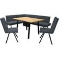 Eckbankgruppe HOME AFFAIRE "Sava", grau (dunkelgrau, dunkelgrau neve 97, schwarz), B:211cm H:84cm T:170cm, 100% PES, Sitzmöbel-Sets, Eckbank mit Wellenfederung im Sitz, Tisch Massiv Eiche