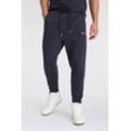 Jogginghose BOSS GREEN "Hadikonos", Herren, Gr. XXL, N-Gr, blau (dunkelblau402), Web, Obermaterial: 95% Baumwolle, 5% Elasthan, unifarben, casual, regular fit, Hosen, mit BOSS Logodruck