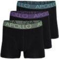 Boxer APOLLO "MEN BOXERSHORTS", Herren, Gr. L, schwarz (multi schwarz), Single Jersey, Obermaterial: 95% Baumwolle, 5% Elasthan, unifarben mit Farbeinsatz, eng, Unterhosen, mit hohem Baumwollanteil, elastisch und gut an den Körper anpassend