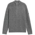 TOM TAILOR Herren Troyer Strickpullover, grau, Meliert, Gr. XL