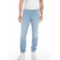 Slim-fit-Jeans REPLAY "ANBASS HYPERFLEX BIO" Gr. 33, Länge 32, blau (light blau 66g), Herren, Obermaterial: 99% Baumwolle, 1% Elasthan, Jeans