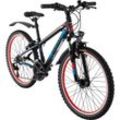 BBF Rocky Jugendfahrrad Mädchen Jungen 130-145 cm Fahrrad 24 Zoll Mountainbike Kinderfahrrad Jugend ATB schwarz/rot/blau