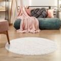 Hochflor-Teppich CARPET CITY "Focus 2997", beige (creme), H:20mm Ø:200cm, Polypropylen, Teppiche, besonders weich, Uni-Farben, Rauten-Optik, 3D-Effekt