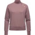 Sweatshirt RAGWEAR "Majjorka Solid" Gr. 4XL (48), lila (mauve) Damen Sweatshirts Langarmshirt mit Rippbündchen und Zierknöpfen