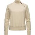 Sweatshirt RAGWEAR "Majjorka Solid" Gr. 5XL (50), beige (ecru) Damen Sweatshirts Langarmshirt mit Rippbündchen und Zierknöpfen