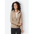 Strickjacke CREATION L PREMIUM, Damen, Gr. 36, beige, 100% Baumwolle, unifarben, Langarm, Strickjacken