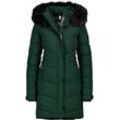 Winterjacke ALIFE & KICKIN "Damen AmaliaAK A", Damen, Gr. XL, grün (schwarz forest), 100% Polyester, casual, tailliert Po-bedeckend, Rippbündchen, Jacken, Lange gefütterte Damenwinterjacke mit abnehmbarer Kunstfellkapuze