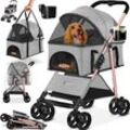 LOVPET® Hundewagen 2in1 Hundebuggy Hundebox Transporttasche Faltbar klappbar bis 20 kg Haustiere Buggy mit Netzfenstern & Regenschutzabdeckung Jogger Katzenbuggy für kleine Hunde Katzen