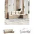 The Living Store 5-tlg. Garten-Sofagarnitur mit Kissen Beige Poly Rattan - Gartenmöbel-Sets