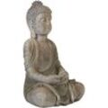 Dekofigur Buddha Grau aus Leichtbeton 41 cm Outdoor Außenbereich Gartendeko Dekoration Wohnaccessoires