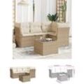 5-tlg. Garten-Sofagarnitur mit Kissen Beige Poly Rattan - Gartenmöbel-Sets - Beige - The Living Store