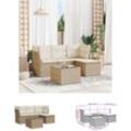 5-tlg. Garten-Sofagarnitur mit Kissen Beige Poly Rattan - Gartenmöbel-Sets - Beige - The Living Store