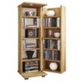 VCM Holz CD DVD Stand Regal platzsparender CD Schrank mit abschließbarer Holztür für 300 CDs oder 130 DVDs oder 72-Videos Maße: H. 93 x B. 31 x T. 31 cm 10 variable Einlegeböden – Engalo L