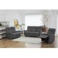 Couchgarnitur Set Sofaset Sitzgarnitur 3tlg. mit Relaxfunktion gepolstert grau