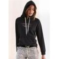 LASCANA Hoodie schwarz Gr. 32/34 für Damen. Mit Schriftzug, Bindebänder, Print. Bequem. Nachhaltig.