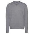 V-Ausschnitt-Pullover OLYMP "OLYMP Strick Casual" Gr. M, grau (silbergrau) Herren Pullover klassischer Strickpullover