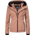 Outdoorjacke MARIKOO "Erdbeere", Damen, Gr. XS (34), braun (rostbraun), Oberstoff: 100% Polyester, Futter: 100% Polyester, Wattierung: 100% Polyester, Ärmelfutter: 100% Polyester, clean, sportlich, tailliert hüftbedeckend, Langarm Ärmel ohne Ärmelschlitz Rippstrickbündchen kontrastfarben, Jacken, sportliche Funktionsjacke mit Kapuze