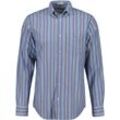 Langarmhemd GANT "REG POPLIN STRIPE SHIRT" Gr. 4XL, N-Gr, blau (vintage blau) Herren Hemden