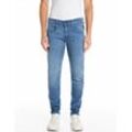 Slim-fit-Jeans REPLAY "Anbass", Herren, Gr. 32, Länge 36, blau (medium blau 782), Denim/Jeans, Obermaterial: 50% Baumwolle, 44% Modal, 4% Elastomultiester, 2% Elasthan, casual, slim fit, Jeans