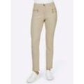 Stretch-Hose HEINE Gr. 17, Kurzgrößen, beige (sand), Damen, 48% Baumwolle, 45% Polyester, 7% Elasthan, Miedereinsatz:15% Elasthan, 85% Polyamid, unifarben, Hosen